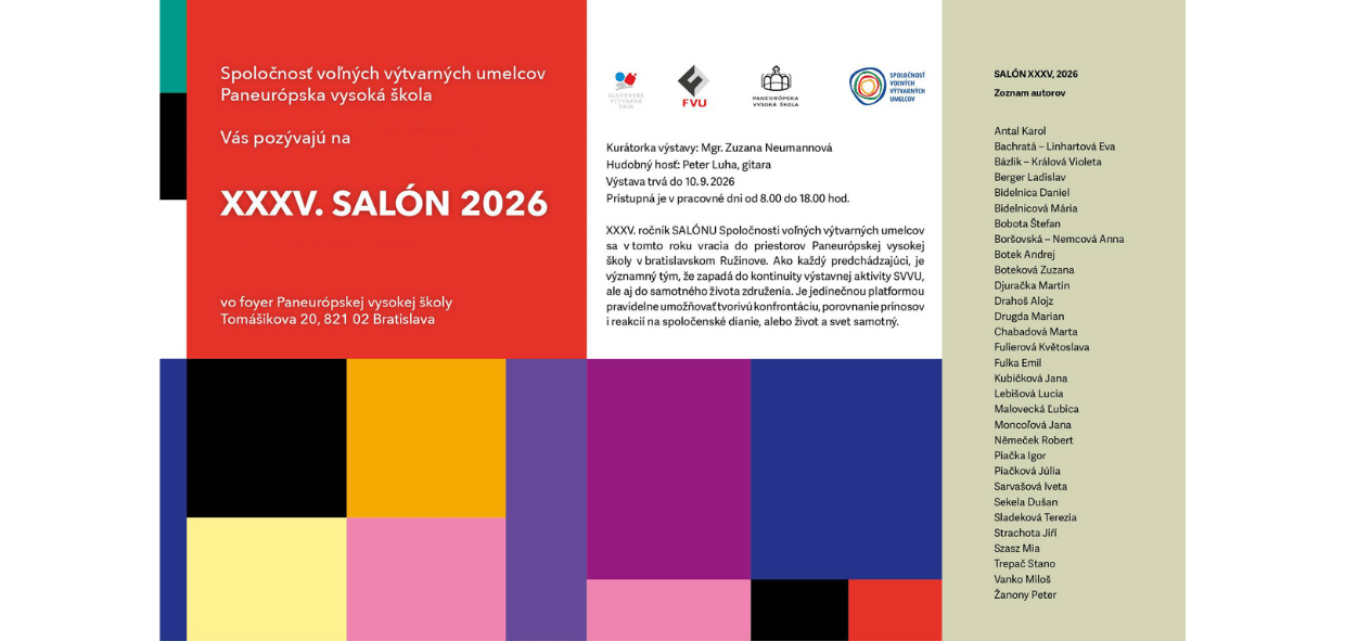 Pozvánka na výstavu XXXV. SALÓN 2026 v Bratislave